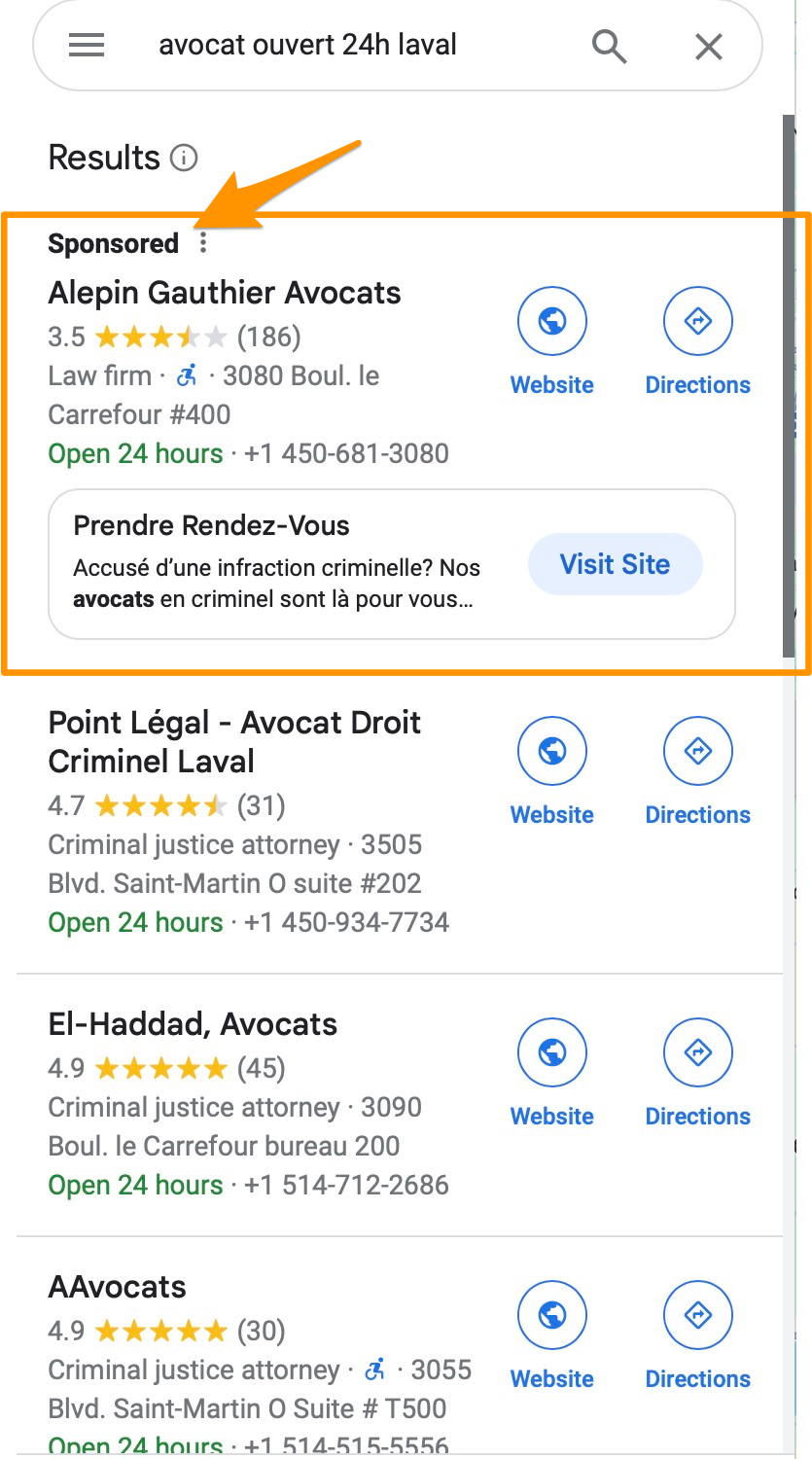 Google My Business dans Google Ads